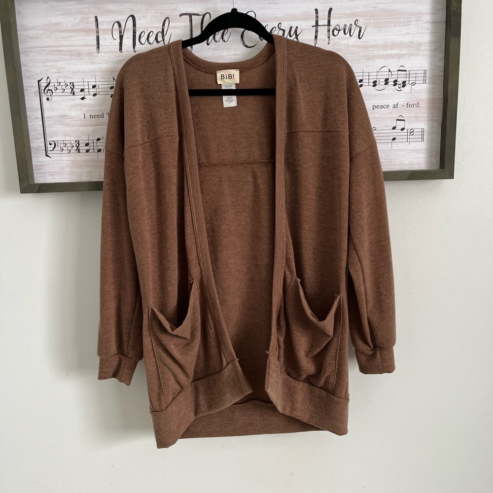 BiBi Chocolate Brown Open Front Cardigan